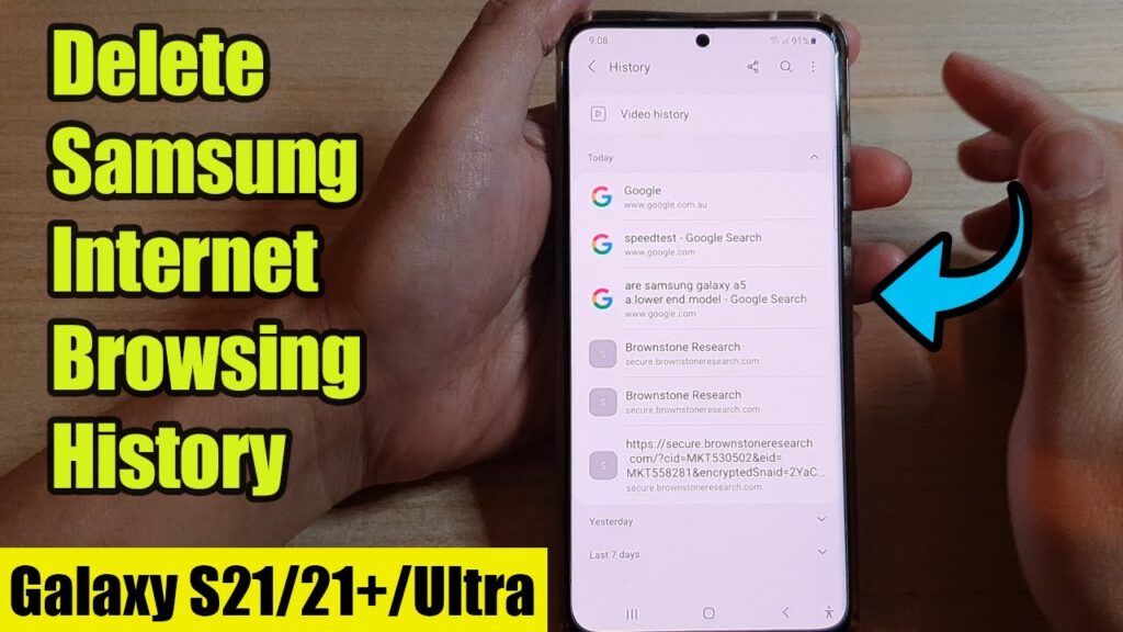 How to delete samsung internet search history permanently
